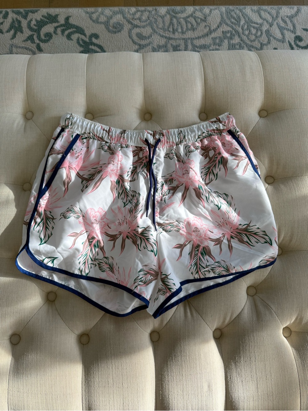 Floral Satin Lounge Shorts - Pink & White